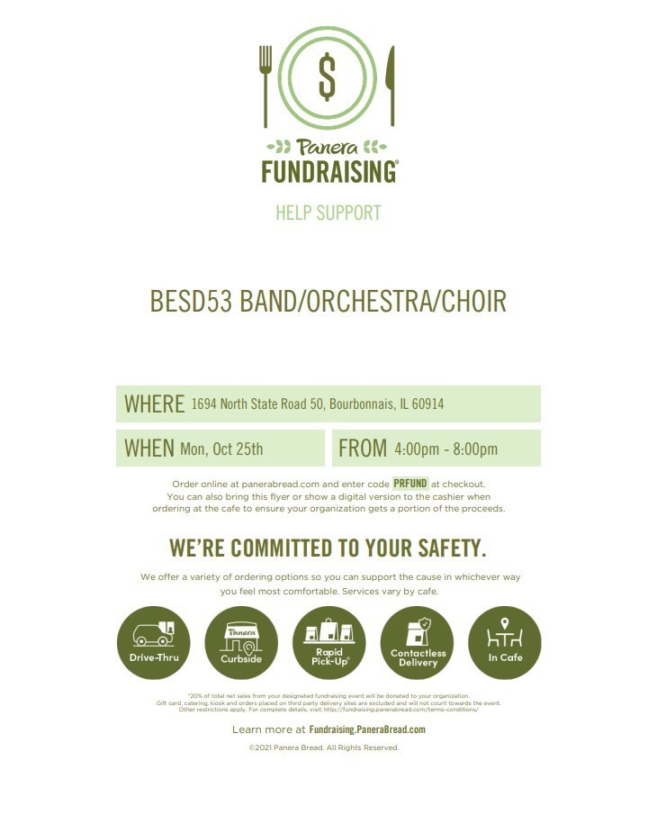 BESD 53 Band/Orchestra/Choir Fundraising Panera
