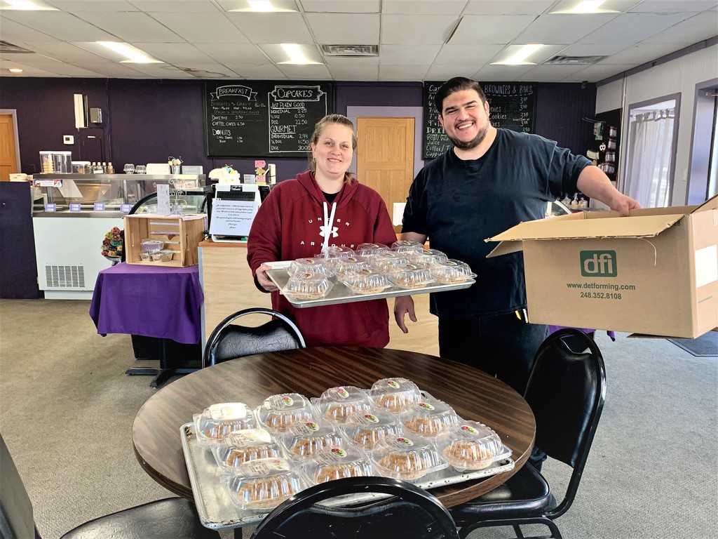 Nana's Cakery Employees delivering Pies for Pi Day