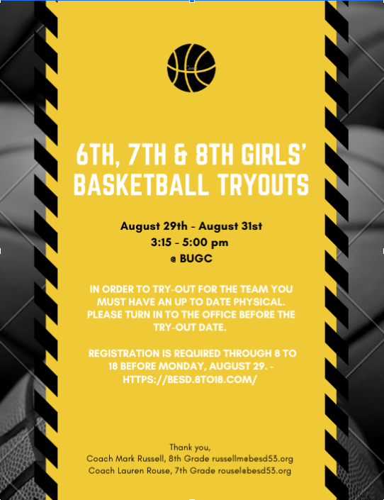 2022 Girls Basketball try out information