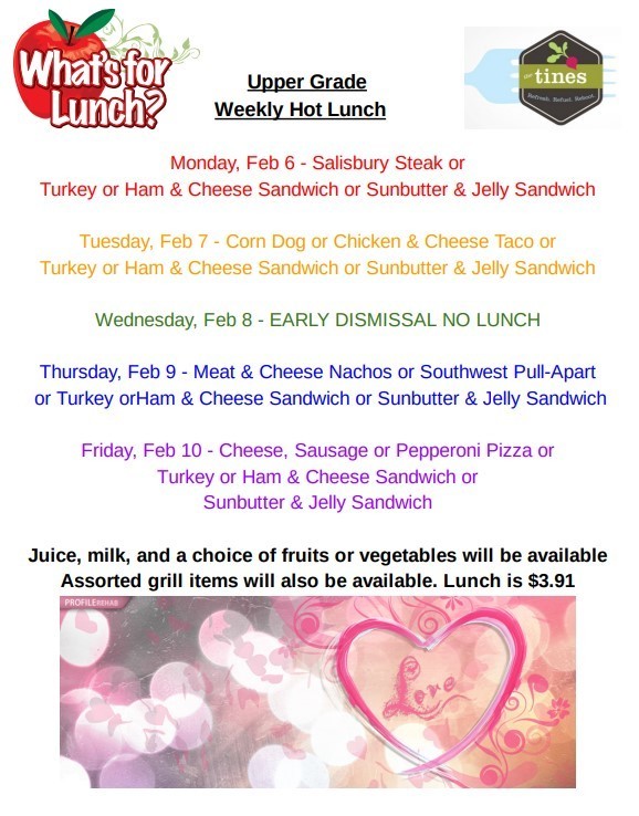 BUGC Lunch Menu for 2/6-2/10