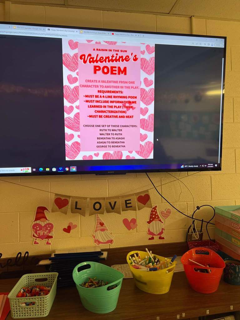 Valentine's Poem instructions on screen