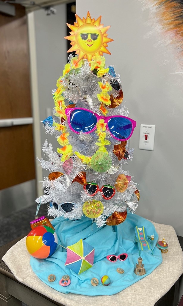 Tree decorated with summer items